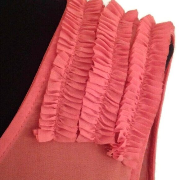 Charming Charlie Size L Top Womens Sleeveless Button Up Coral Sheer Hi Low Hem - Picture 6 of 9